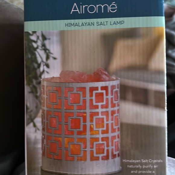 Airome Himalayan Salt lamp Asha Silver tone square design basket. NIB - Picture 1 of 3